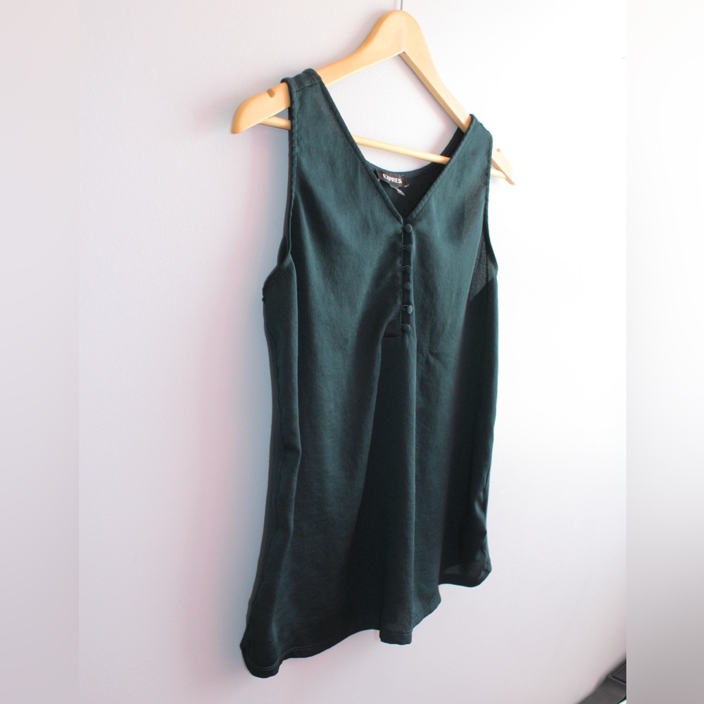 Express Green Button Up Tank Top, Medium